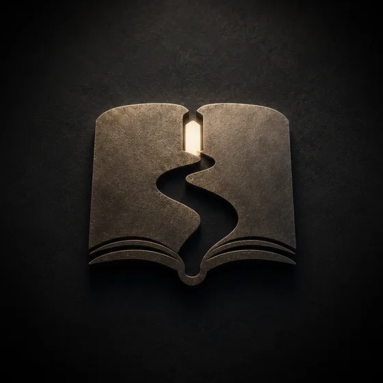 Le logo Storylines : un livre ouvert traversé par un chemin lumineux